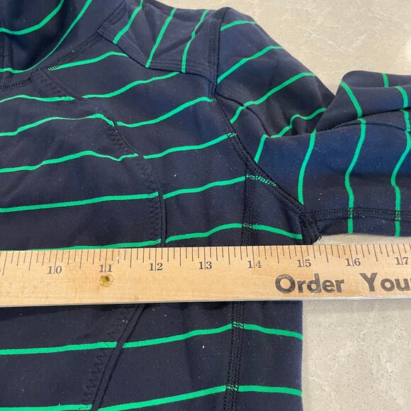 Lululemon women's striped athletic zip jacket size 4 navy green full zip workout - Picture 5 of 14
